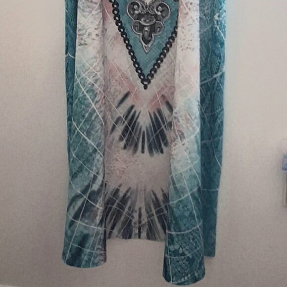 NEW COLORFUL ETHNIC STYLE 11.5" ADJUSTABLE SPAGHETTI STRAPS WOMAN'S DRESS 54"L - Picture 5 of 7